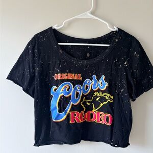 Original Colors Rodeo Cropped Shirt Size L Black Western Cowgirl Distressed